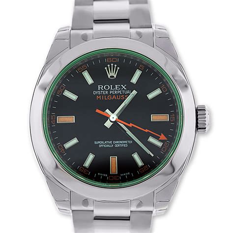 rolex milgauss green face|rolex milgauss anniversary green glass.